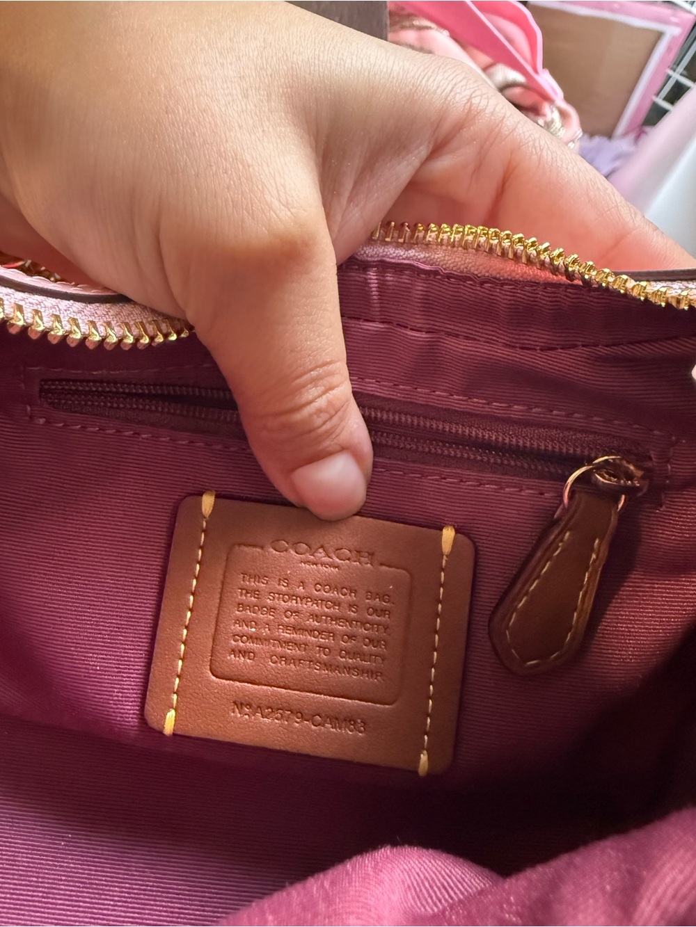 Coach Powder Pink Carmen Signature Leather Crossbody Bag - Picture 4 of 5